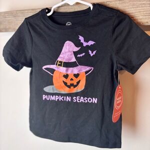 Toddler Boys Girls Black Halloween Pumpkin Witch Hat Bats Shirt Size 3T